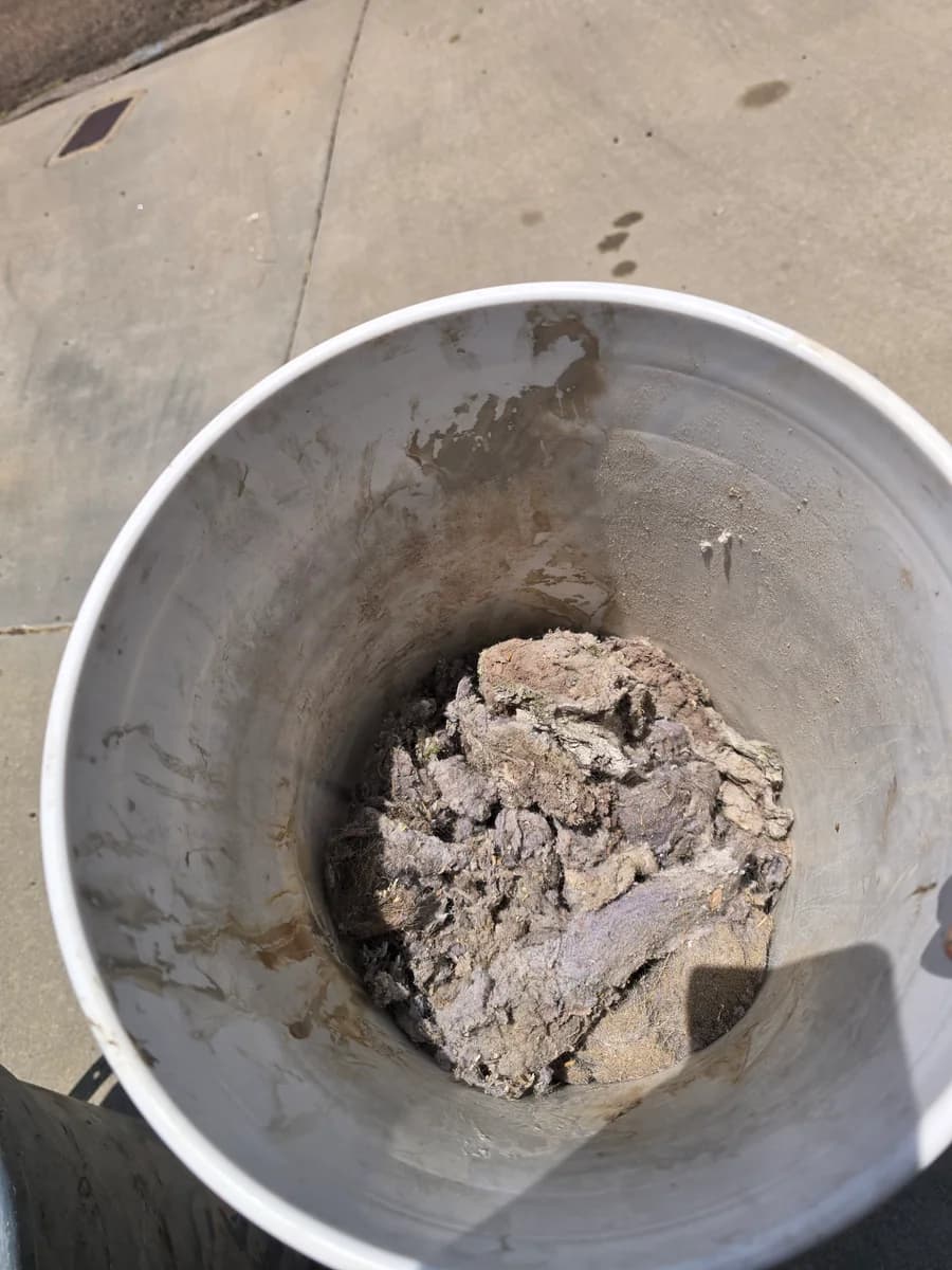 Solid lint removed from a clogged dryer vent