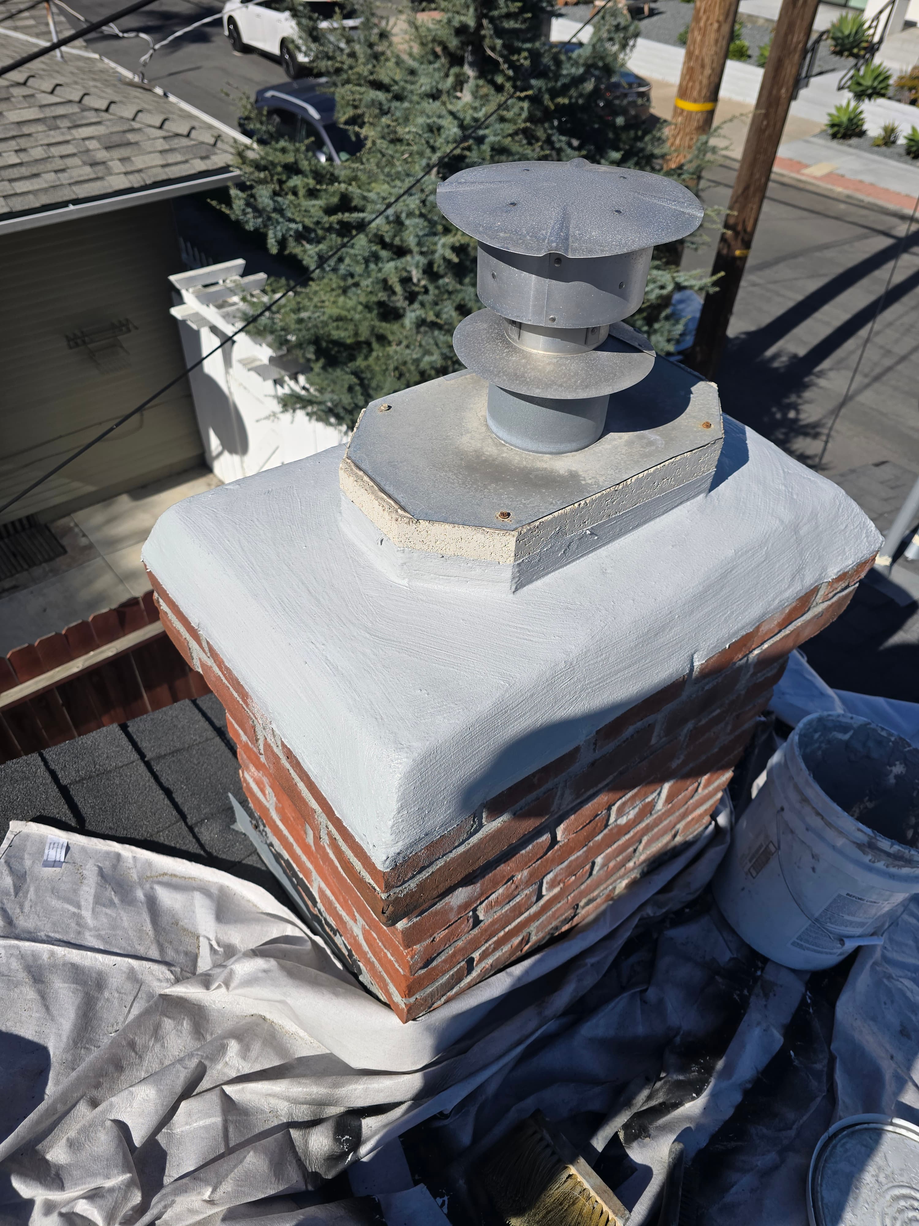 Repaired chimney crown with CrownCoat waterproof coating